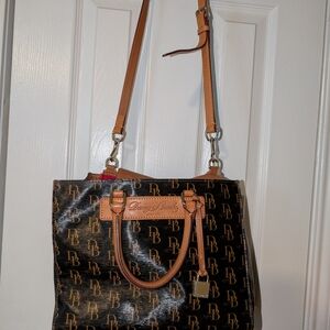 Dooney & Bourke Black and Brown Shoulder Bag